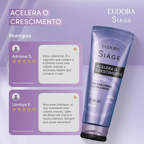 Eudora Siàge Shampoo Acelera O Crescimento - 250ml