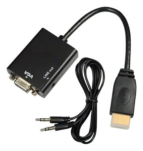 Cabo Adaptador Conversor Hdmi Para Vga Com Saída P2 Áudio