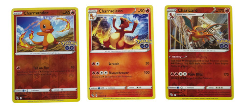 Charmander Charmeleon Charizard Pokemon Go 2022 Tcg Original Charmander Charmeleon Charizard Pokemon Go 2022 Inglés (Usado)