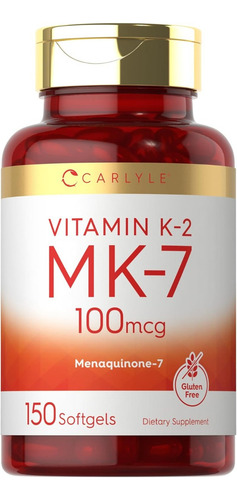 Vitamina K2 100mcg (mk7) 150 Softgels Carlyle Hecho En Usa Sabor Sin Sabor