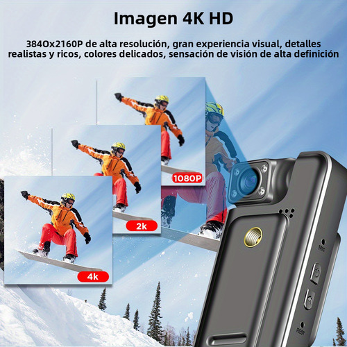 Cámara Corporal Portátil 4k Con Wifi, Visión Nocturna Y Clip