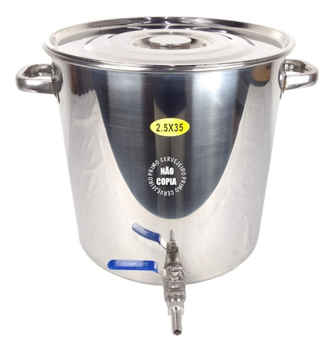 Panela Caldeirão Aço Inox 32 Litros Com Válvula Para Cerveja Artesanal 20135v O