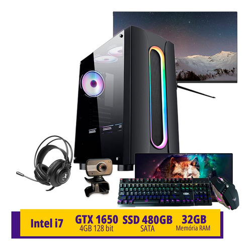 Imagem 2 de 11 de Pc Gamer Completo I7 Gtx 1650 32gb Ram Hd 1tb Ssd Monitor 27