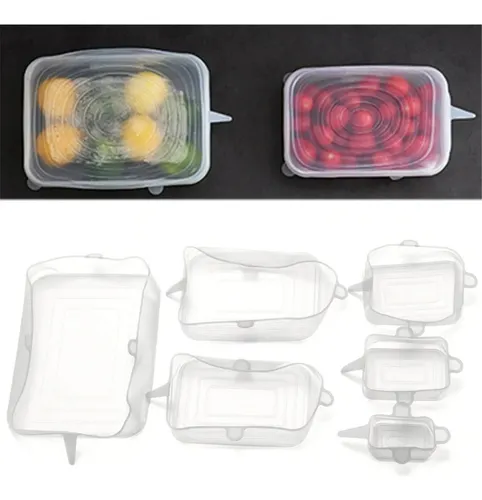 Tapas Silicona Ajustables Reutilizables Set X 6 Cuadradas