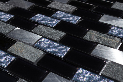 8 X Malla Mosaico Decorativa Aluminio Vidrio Color Negro