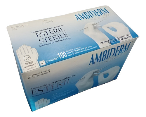 Guante Esteril Desechable Ambiderm Blanco Grande