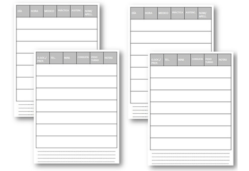 Pack De Hojas De Turnos, Pdf, Para Imprimir. A4/a5.gris