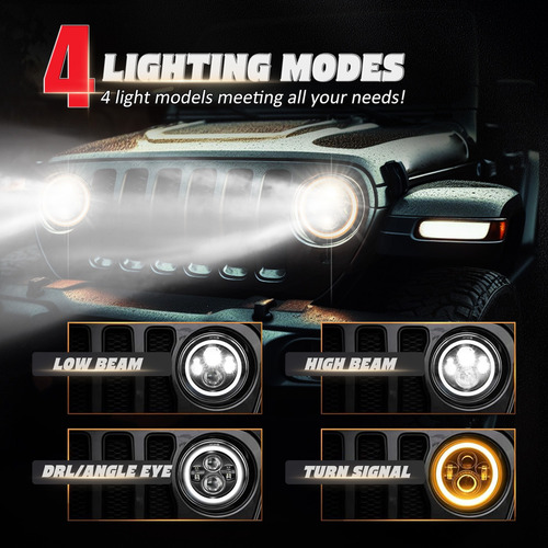 Faro 7 Pulgadas Led Carcasa+cableado De Tránsito Para Moto