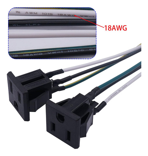 Panel De Enchufe De Corriente Us De 3 Clavijas 15a 125v...