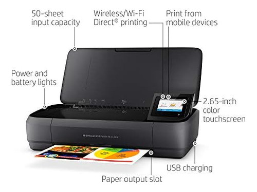 Impresora Portátil Todo En Uno Hp Officejet 250 Con Impresió