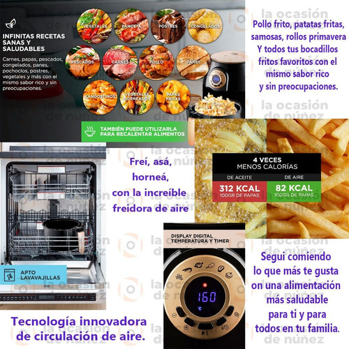 Imagen 3 de 7 de Freidora De Aire Gadnic F4.0 Sin Aceite 4lts Digital 1400w