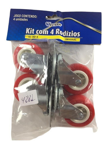 Imagem 6 de 6 de Mini Rodízio/ Rodinha Preta 46 Mm - Kit Com 4 Unidades K4281