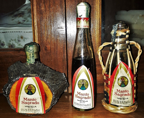 Botellita Miniatura Mimbre Asas Vino Mistela Manto Sagrado (Usado)
