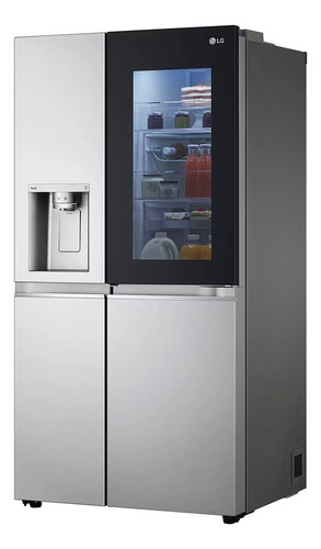Heladera LG Sbs Gs66sxsc Inverter 570l Instaview Dispenser Color Gris