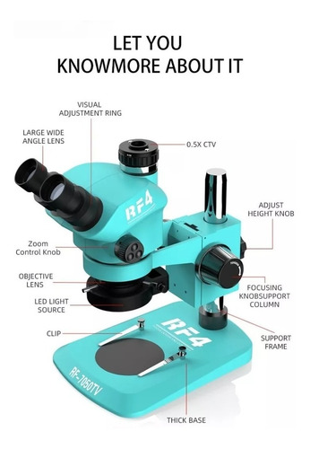 Microscopio Trinocular Rf4 7x-50x Zoom Continuo Aro Led
