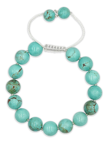 Pulsera De Cuentas Ajustable Turquesa 10mm 15 Pz