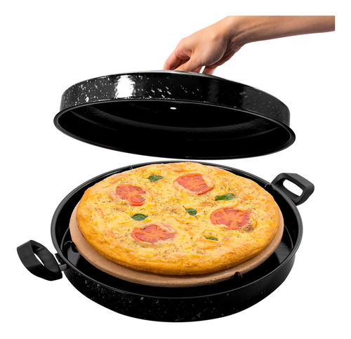 Forno Para Pizza Portátil Pedra Refratária Com Pá Alumínio