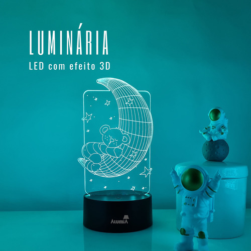 Abajur Luminária Led 3d Lua Para Presente Decoração Quarto
