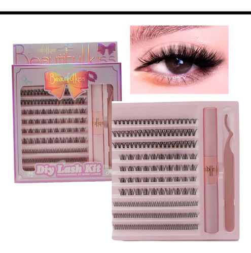 Kit Extensiones De Pestañas Cluster Pegamento Pinza Tiktok Negro