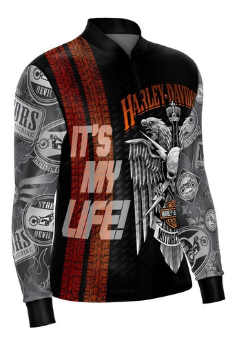 Imagem 6 de 7 de Camiseta Brk Motociclismo Harley Skull V2 Com Fpu 50+