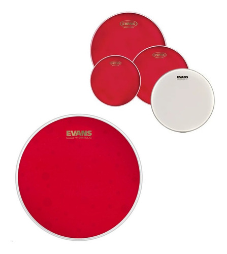 Set 5 Parches Estandar Evans Hydraulic Rojos Para Bateria