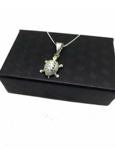 Hermoso Collar Tortuga Plata Ley .925 Dije + Cadena Amuleto