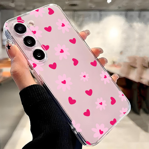Funda Blanda Transparente Con Forma De Flor Y Corazón Con Funciones A Prueba De Golpes, Compatible Con Apple, Compatible Con Samsung