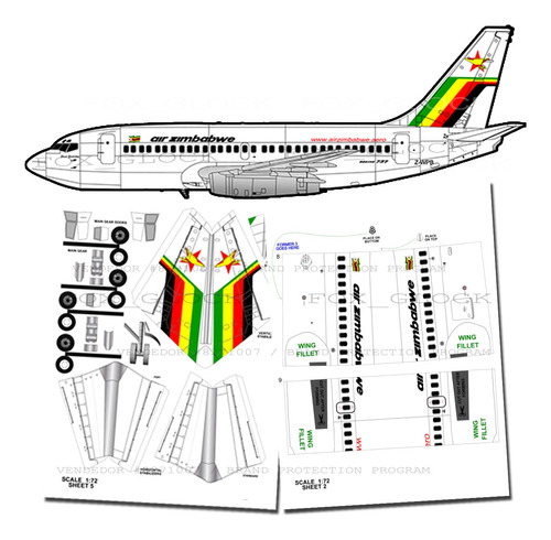 Boeing 737-200 Air Zimbabwe 1.72 Papercraft