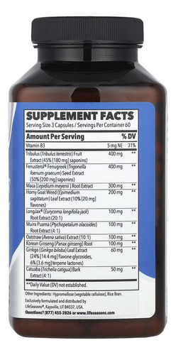Lifeseasons Therapeutics Masculini-t 180caps Sabor Sin Sabor