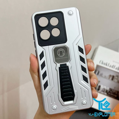 Capa Anti Impacto Reforçada Com Suporte Para Motorola (hry) Prateado G34
