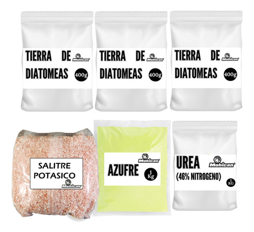 Promo Azufre + Urea + Salitre 1kg + Tierra Diatomeas 1,2 Kg