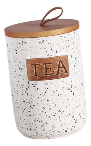 Bote De Almacenamiento De Cerámica Con Tapa De Madera Té