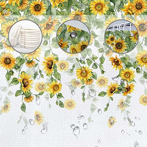 C Cortina De Ducha Juirnost Para Baño, Diseño De Girasol