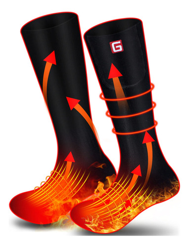 Calcetines Térmicos Eléctricos Recargables Para Hombre Y Muj Negro Diseño De La Tela Talle
