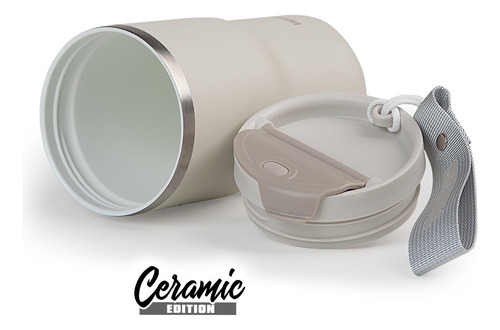 Vaso Térmico Waterdog Clyde 480ml Cerámica Hermético Pastel Gris Clyde