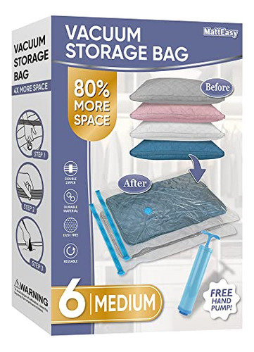 Matteasy Space Saver Vacuum Storage Bags, 6 Pack Space Saver