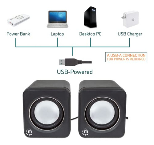 Sistema De Parlantes Estéreo Con Alimentación Usb De Manhatt