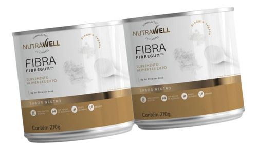 2x Fibra Fibregum Neutro 100% Vegetal Nutrawell 210g