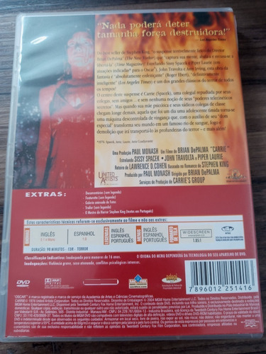 Dvd Carrie, A Estranha Dir. Brian Depalma C/john Travolta (Usado)