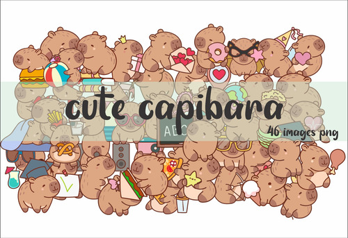 Kit Imagenes Png Cute Capibara Carpincho Lo24