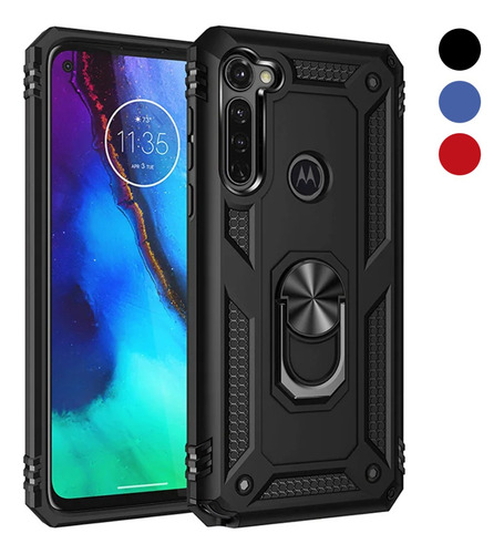 Funda Para Motorola Antigolpes Anillo Magnético De Uso Rudo Negro Moto G31