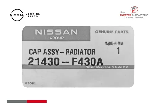 Tapón de Radiador Motor 1.6L - Refacciones Nissan