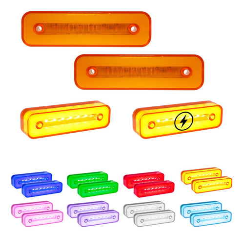 Par Plafones Rectangular 6 Led Aro Gel Estrobo Lateral 12-2f