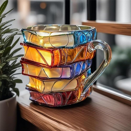 Painted Book Mug, Book Coffee Mug, Novelty 3d Painted Books