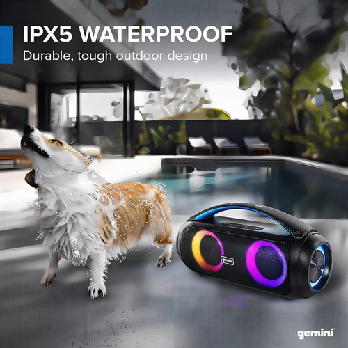 Bocina Portatil Bluetooth Gemini Resistente Al Agua Black
