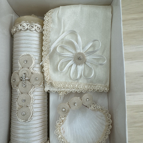 Set De Vela Para Bautizo Concha Y Toalla