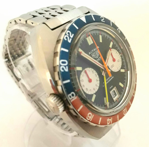Relogio Vintage Autavia Heuer Gmt Completo Decada De 70