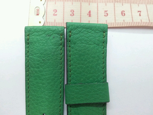 Malla Para Reloj Cuero Verde Lisa 22mm