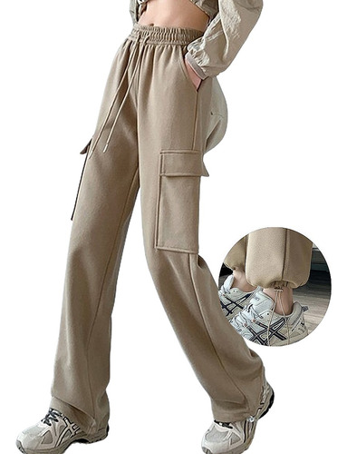 Pantalones Cargo Holgados Con Cordón Tiro Alto Moda