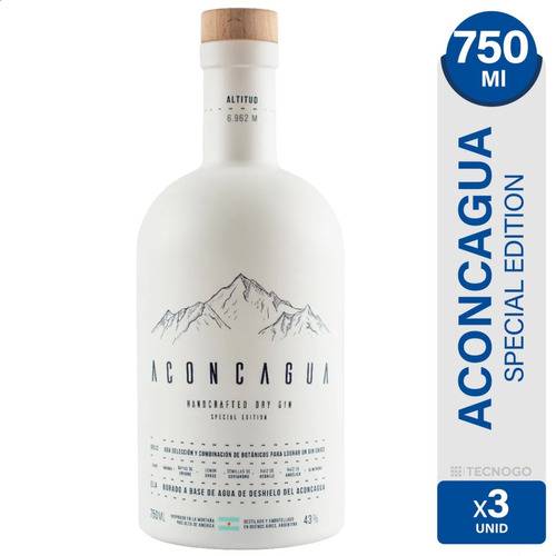 Gin Aconcagua Edicion Especial Cardamomo & Lemongrass Dry X3